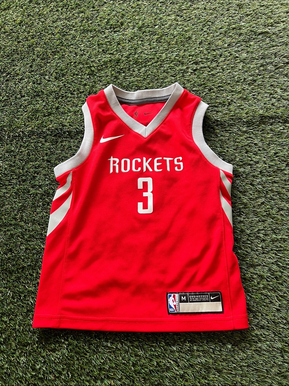 Nike Red Rockets #3 Basketball Jersey with White Trim